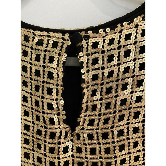 Bigoschi Women’s Gold Lattice Top Over Black Silky Bottom Formal Dress Size 38 - Picture 6 of 11